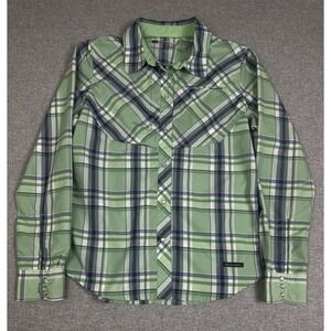 Simms Shirt Womens M Guide Series Pearl Snap Big Sky Fishing Plaid Long Sleeve